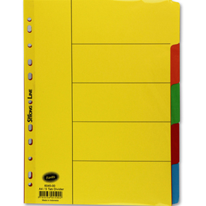 Filing & stationery - 5 tab coloured dividers sets 