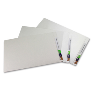 FSI 330 gsm partially laminated file folder.  Double reinforced end tab. White.